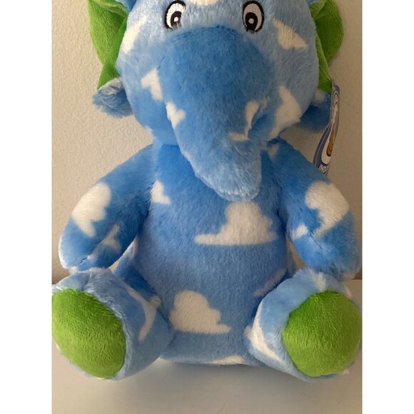World Plush Inc Elephant Green Ears Feet Blue White Clouds Claw Machine Prize - Picture 3 of 9